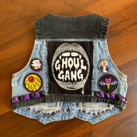 DIY Punk Vest “Ghoul Gang” 12-18 months 🖤💀💖🤘😎 - Picture 13 of 13